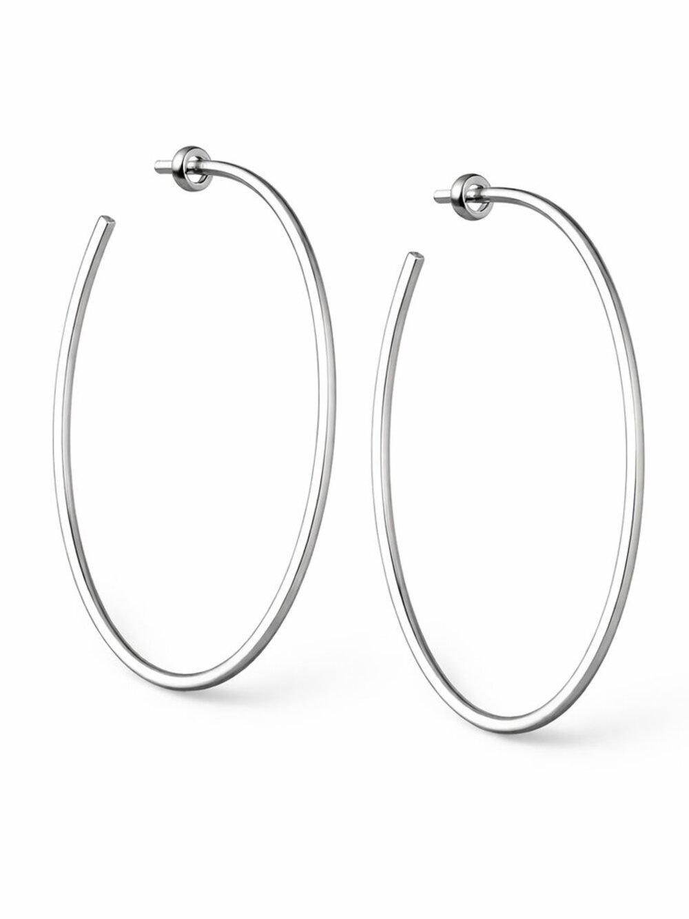 Sterling Silver Hoop Earrings 2.3” Modern Matte Sculptural Statement Hoops